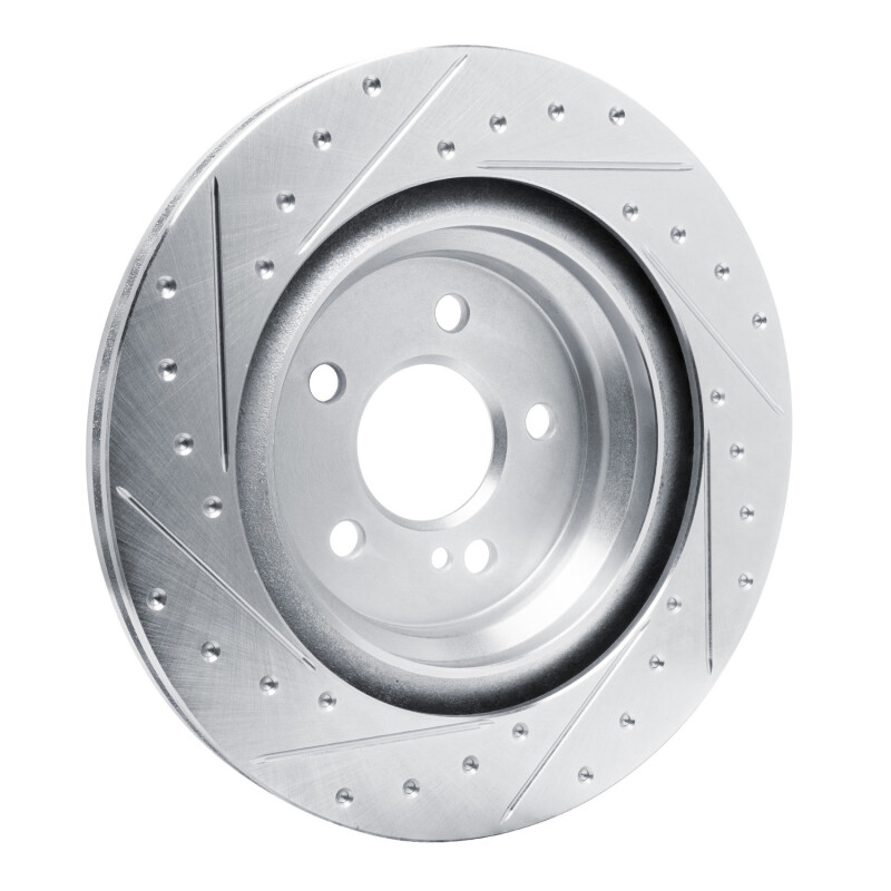 Mercedes-Benz SL400 Brake Rotor (1) - Rear Right - R1 Concepts - Drilled & Slotted - Silver - `13-`20